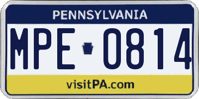 PA license plate MPE0814