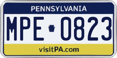 PA license plate MPE0823
