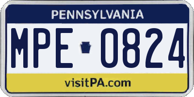 PA license plate MPE0824
