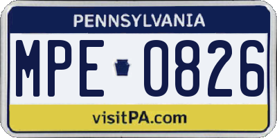 PA license plate MPE0826