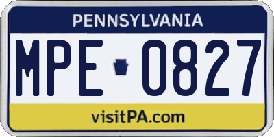 PA license plate MPE0827
