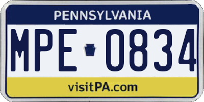 PA license plate MPE0834
