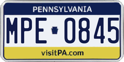 PA license plate MPE0845
