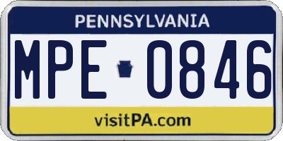 PA license plate MPE0846