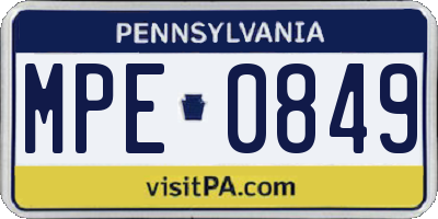 PA license plate MPE0849