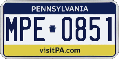PA license plate MPE0851