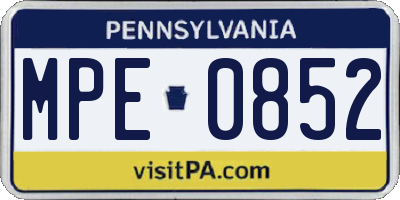 PA license plate MPE0852