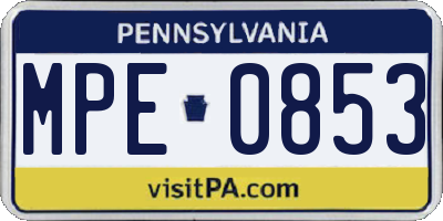 PA license plate MPE0853