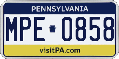 PA license plate MPE0858