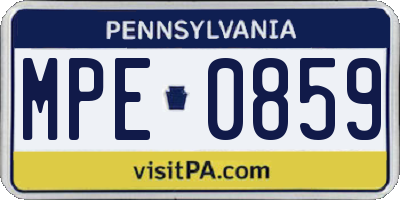 PA license plate MPE0859