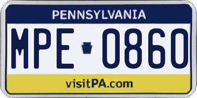 PA license plate MPE0860