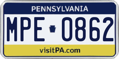 PA license plate MPE0862