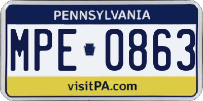 PA license plate MPE0863