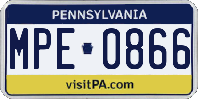 PA license plate MPE0866