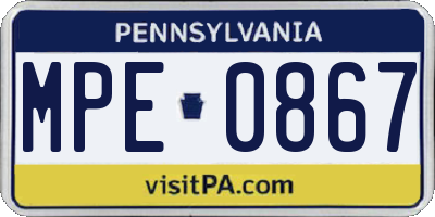 PA license plate MPE0867
