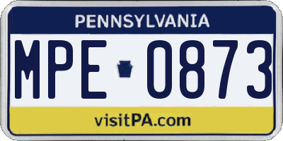 PA license plate MPE0873