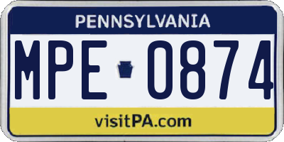 PA license plate MPE0874