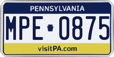 PA license plate MPE0875