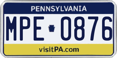 PA license plate MPE0876