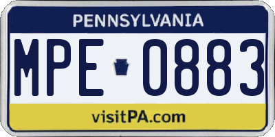 PA license plate MPE0883