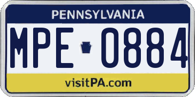 PA license plate MPE0884