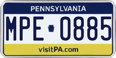 PA license plate MPE0885