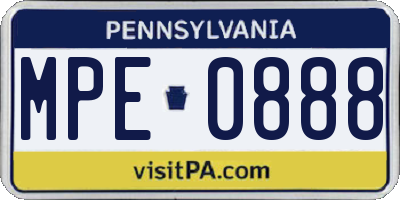 PA license plate MPE0888