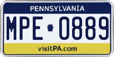 PA license plate MPE0889