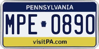 PA license plate MPE0890