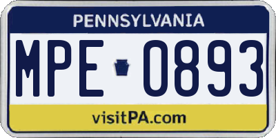 PA license plate MPE0893