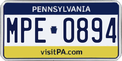 PA license plate MPE0894