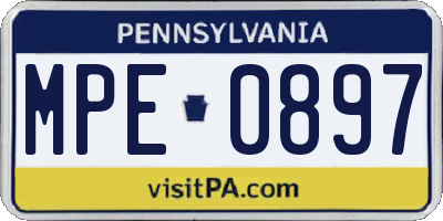PA license plate MPE0897