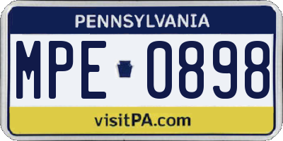 PA license plate MPE0898