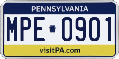 PA license plate MPE0901