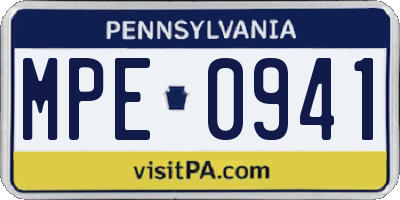 PA license plate MPE0941