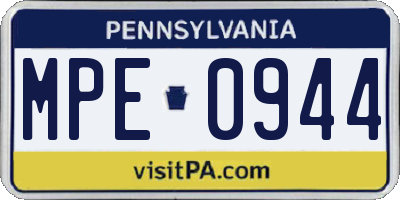 PA license plate MPE0944