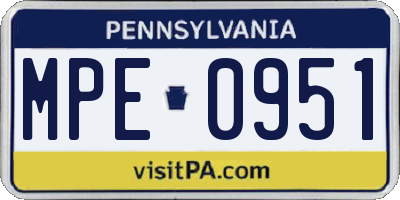 PA license plate MPE0951