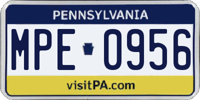 PA license plate MPE0956