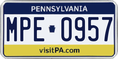 PA license plate MPE0957