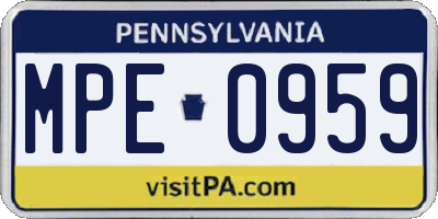 PA license plate MPE0959
