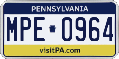 PA license plate MPE0964