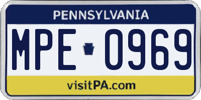 PA license plate MPE0969