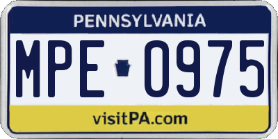 PA license plate MPE0975