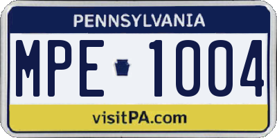 PA license plate MPE1004