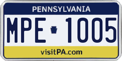 PA license plate MPE1005