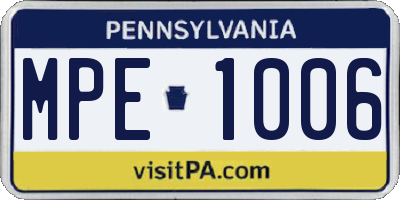 PA license plate MPE1006