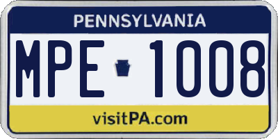 PA license plate MPE1008