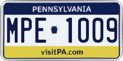 PA license plate MPE1009