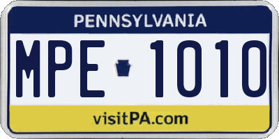 PA license plate MPE1010