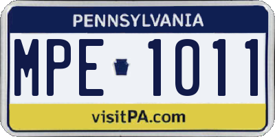 PA license plate MPE1011